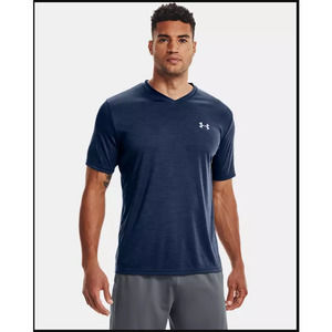 Under Armour UA Velocity Men's T-Shirt Performance Gym Run V-Neck Tee Large Blue